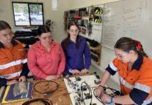 Students get into heavy lifting at hydraulics and trade workshops